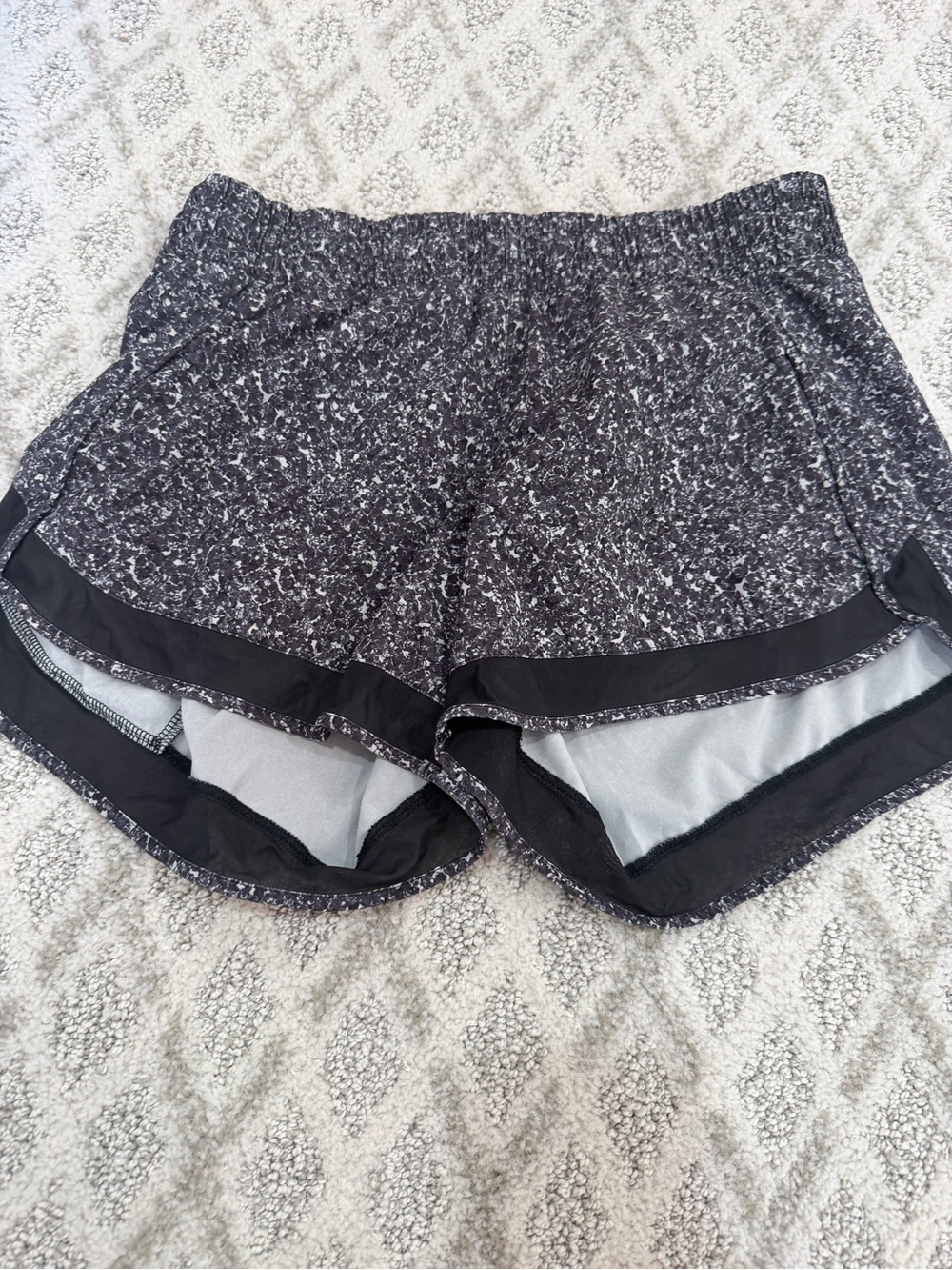 Athleta Black Speckle Layered Running Shorts